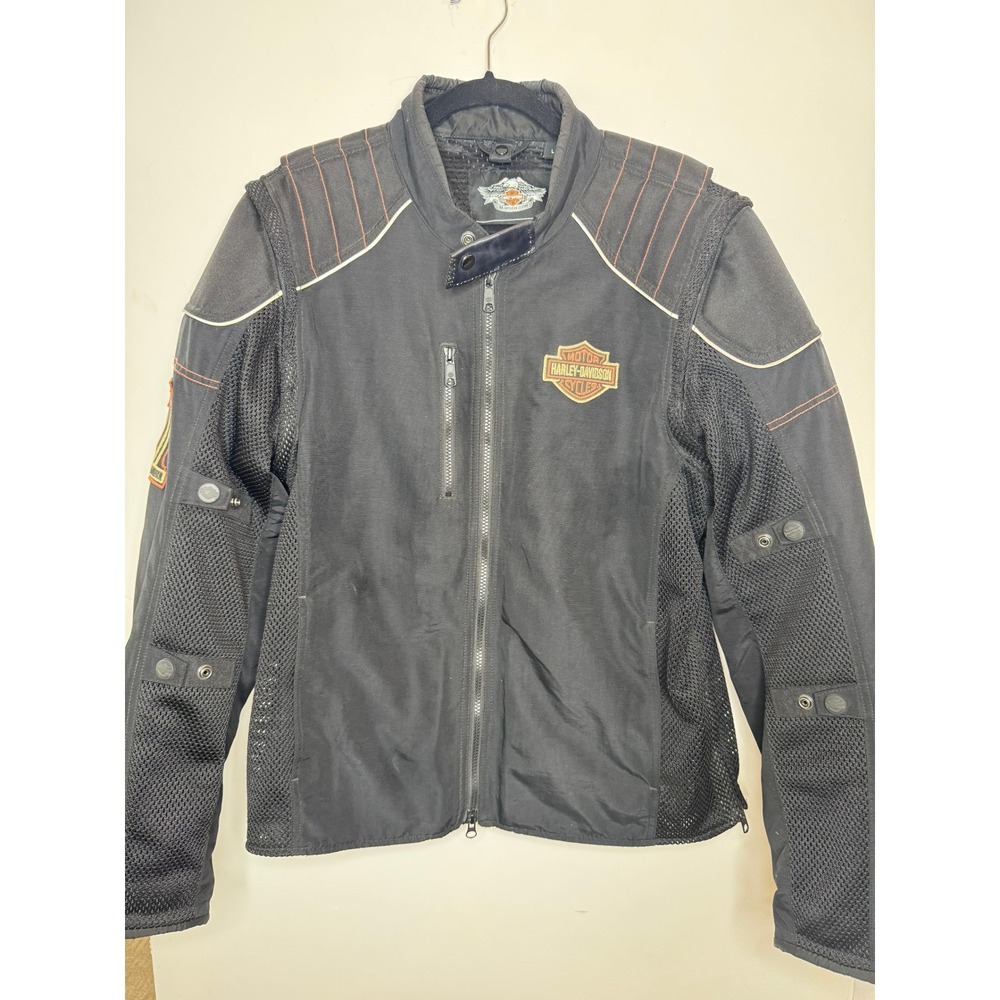 Harley-Davidson Convertible Mesh Riding Jacket Vest Black Orange Men L